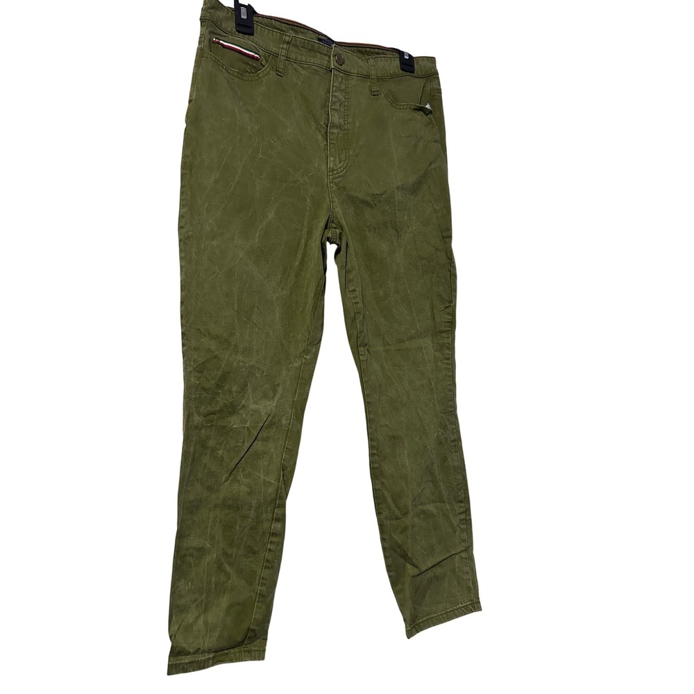 Tommy Hilfiger Womens Olive‎ Green High Rise Skinny Ankle Pants Size 12